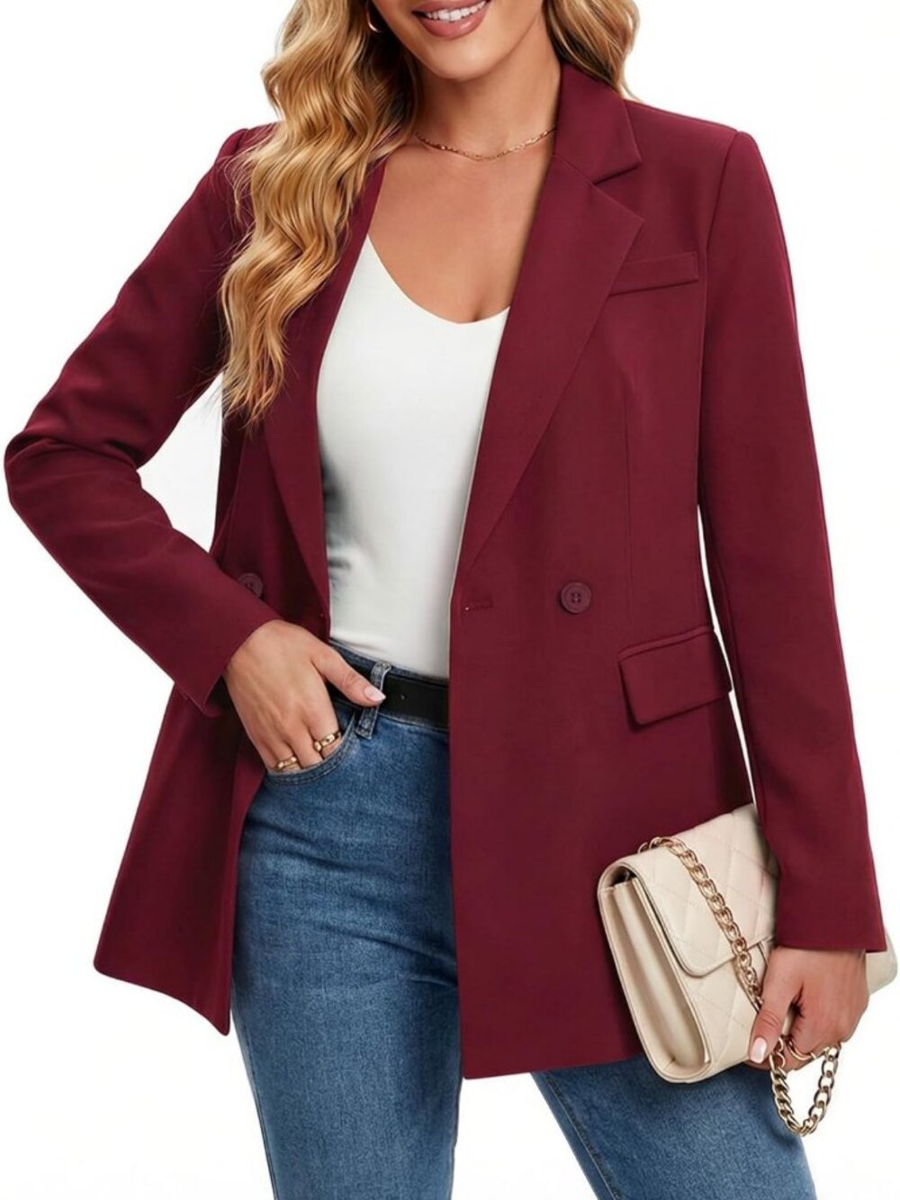 Chic Oversized Double Breasted Blazer Jacket for Work, Office & Casual Wear